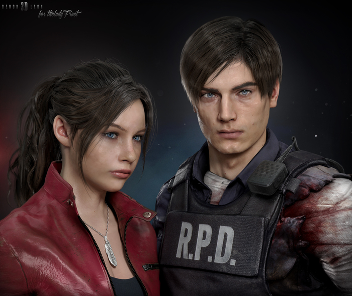 Claire Redfield & Leon Kennedy - Art, Resident evil, Capcom, Leon Kennedy, Claire redfield, Games, , 3D