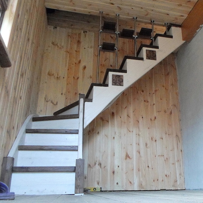 Beautiful compact staircase to a country house. She is already 4 years old - My, Stairs, , Wooden staircase, , Longpost