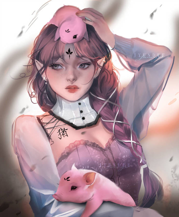 Chinese Zodiac: Pig - Deviantart, Art, Drawing, Fantasy, Zodiac, Pig, Jyundee