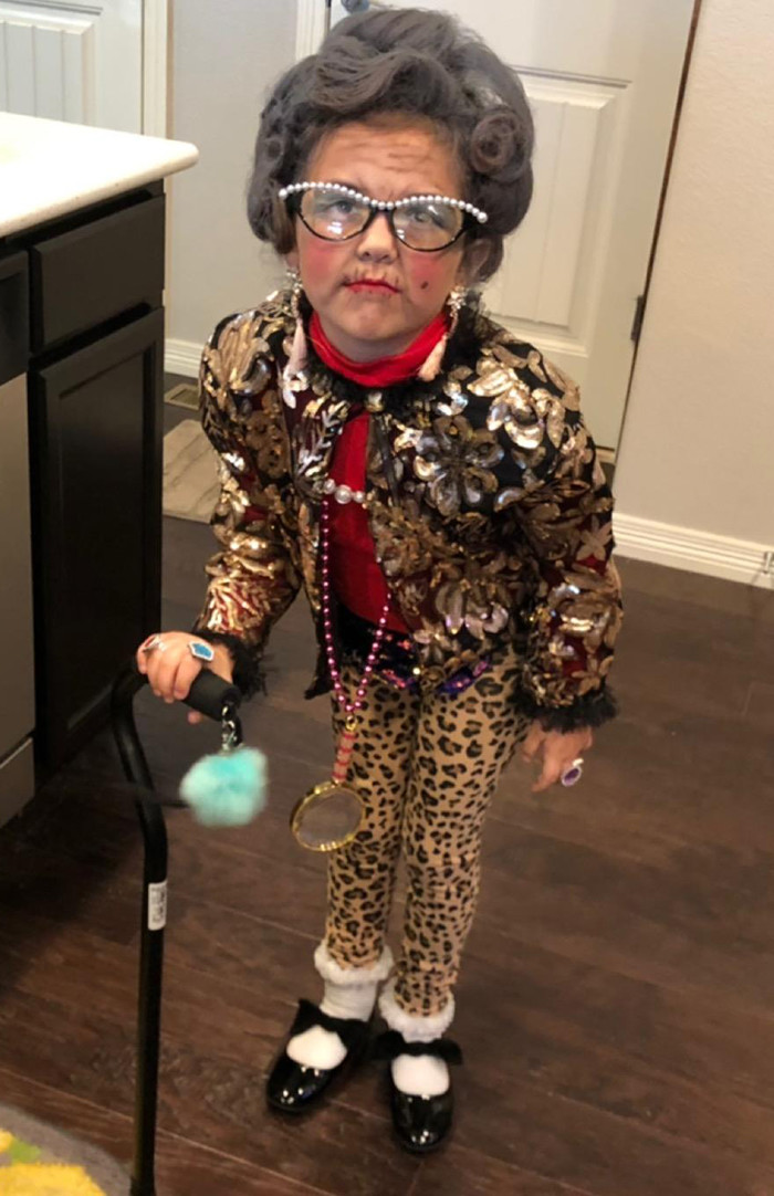 My child wanted to look 100 years old on day 100 of kindergarten - Children, Halloween costume, New Year costume, Longpost