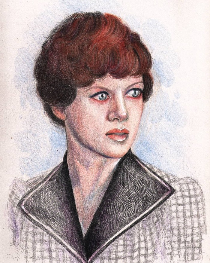 Lyudmila Prokofievna - My, Pencil drawing, Portrait, Colour pencils, Love affair at work, Drawing, Movies, Actors and actresses, Alice Freundlich