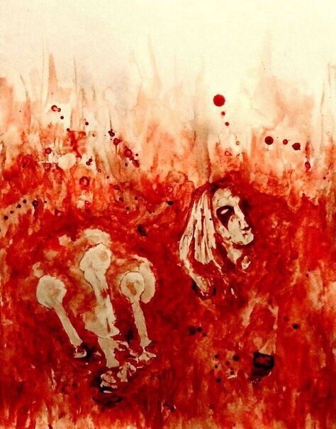 Art teacher draws with blood - Creation, Teacher, Blood, Longpost