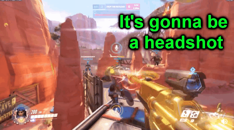 He said, There's going to be a headshot roundabout now - Overwatch, GIF, Games, Moment, Kept my word, Professional