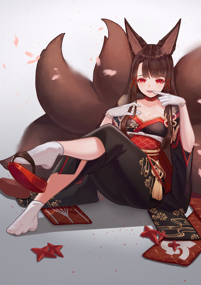 Oh, if you want it so much, you can massage them Anime Art, , Azur Lane, Akagi, Animal Ears