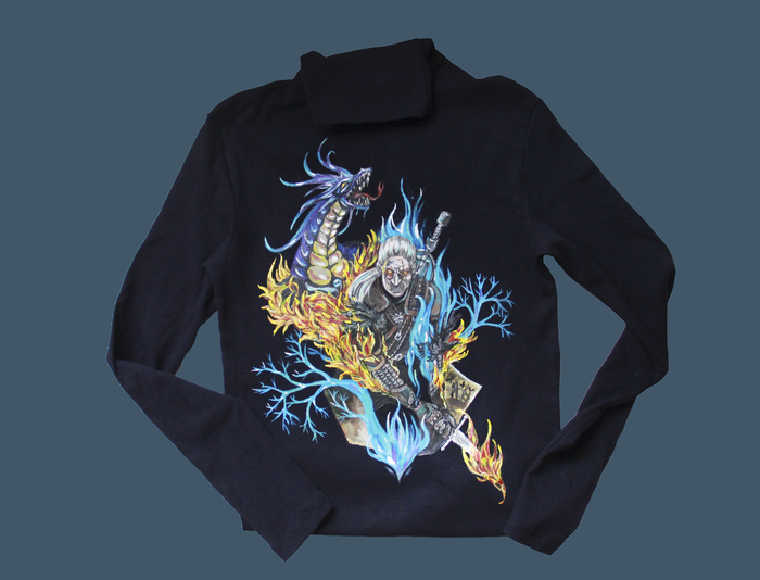 Painting clothes. Witcher. - My, Witcher, Painting on fabric, , Creation, Art, Longpost