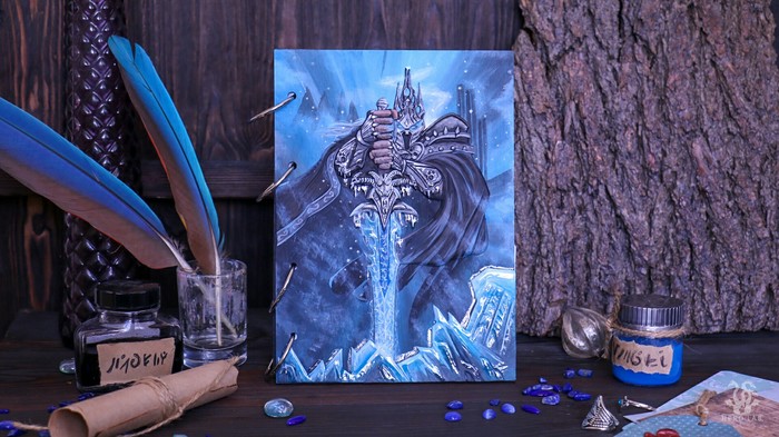 Lich King - My, Handmade, Polymer clay, Wow, World of warcraft, Notebook, Lich King, Longpost, Video