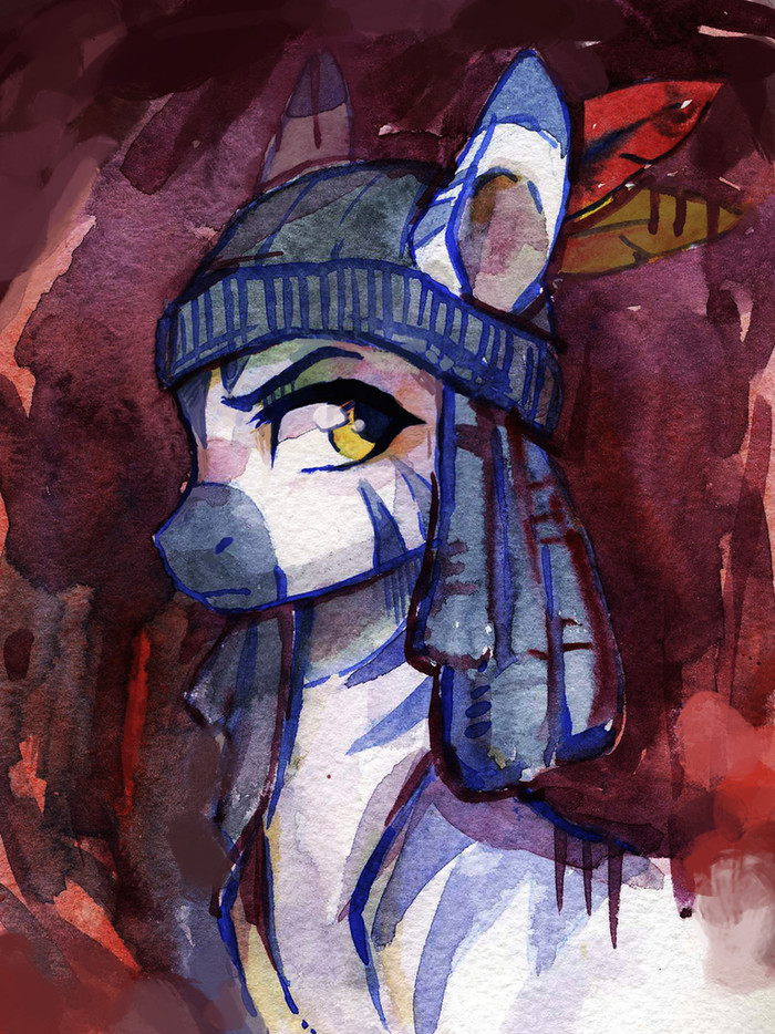 Зебра в шапке - My Little Pony, MLP Zebra, Original Character, Koviry, Арт