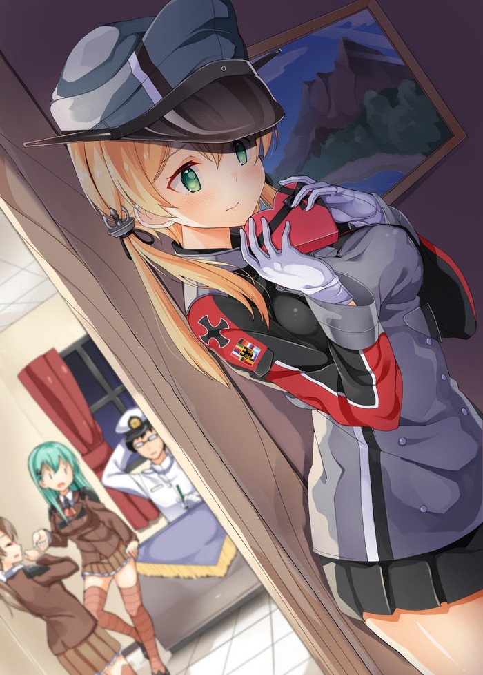 Смелее, Eugen - Kantai Collection, Аниме, Anime Art, Prinz Eugen, Teitoku, Suzuya, Kumano, День святого Валентина