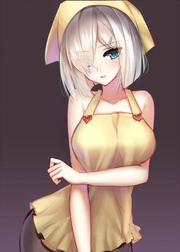 Hamakaze - NSFW, Аниме, Anime Art, Kantai Collection, Hamakaze, Попа, Apron, Длиннопост, Колготки, День святого Валентина