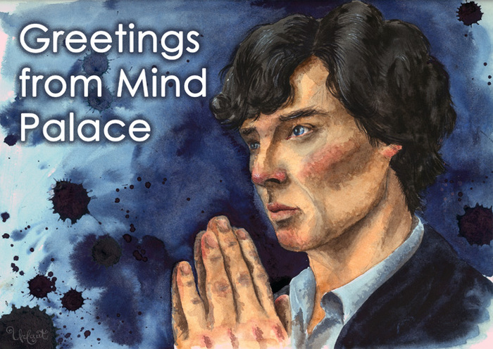 Greetings from the hells of the mind! - Portrait, My, Sherlock Holmes, Benedict Cumberbatch, Watercolor