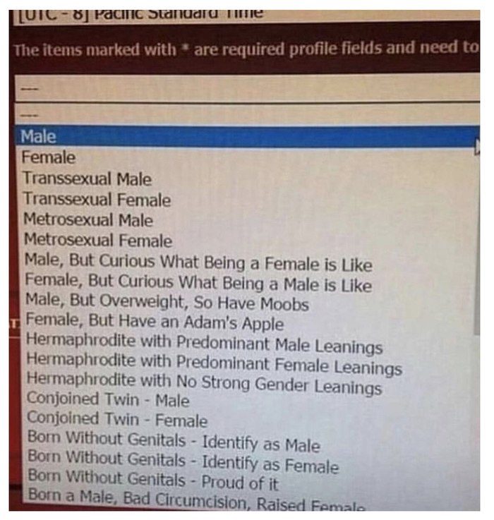 Выбор пола при регистрации на зарубежном сайте - Юмор, Фейк, Пол, Регистрация