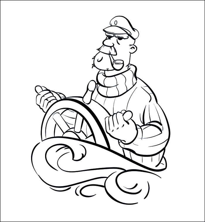 Sailor at the helm - My, Art, Illustrations, Sailors, Helm, Drawing, Contour, Lineart, Digital drawing