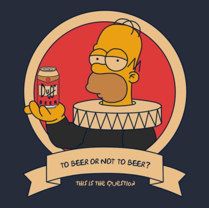 To drink or not to drink, that is the question... - The Simpsons, Homer Simpson, Duff, Alcohol, William Shakespeare, Logo