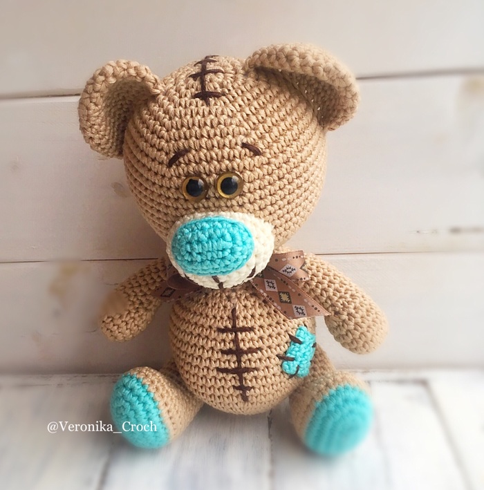 Teddy bear - My, Knitted toys, Soft toy, , Longpost