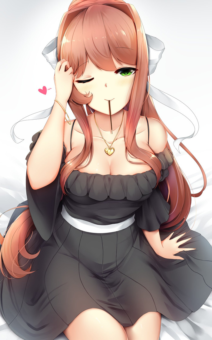 Monika - Doki Doki Literature Club, Monika, Just monika, Anime art, Anime, Visual novel, Not anime, Art