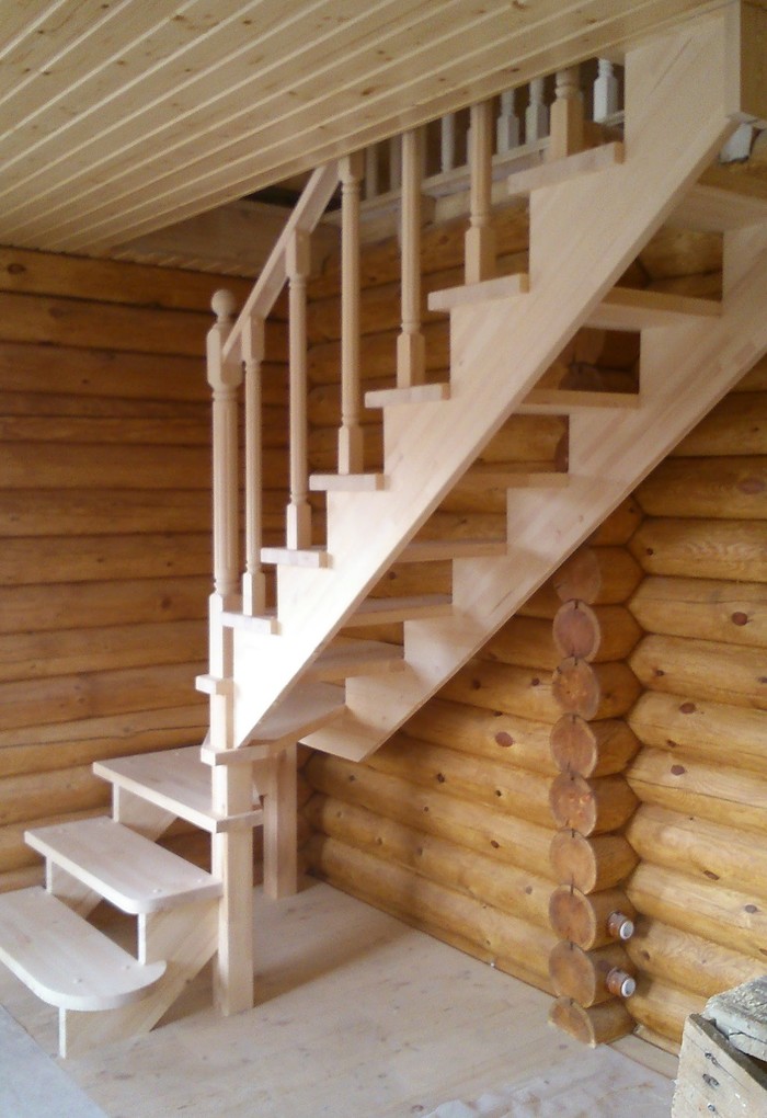 Pine stairs - My, Stairs, Bath, Wooden house, Interior Design, Design