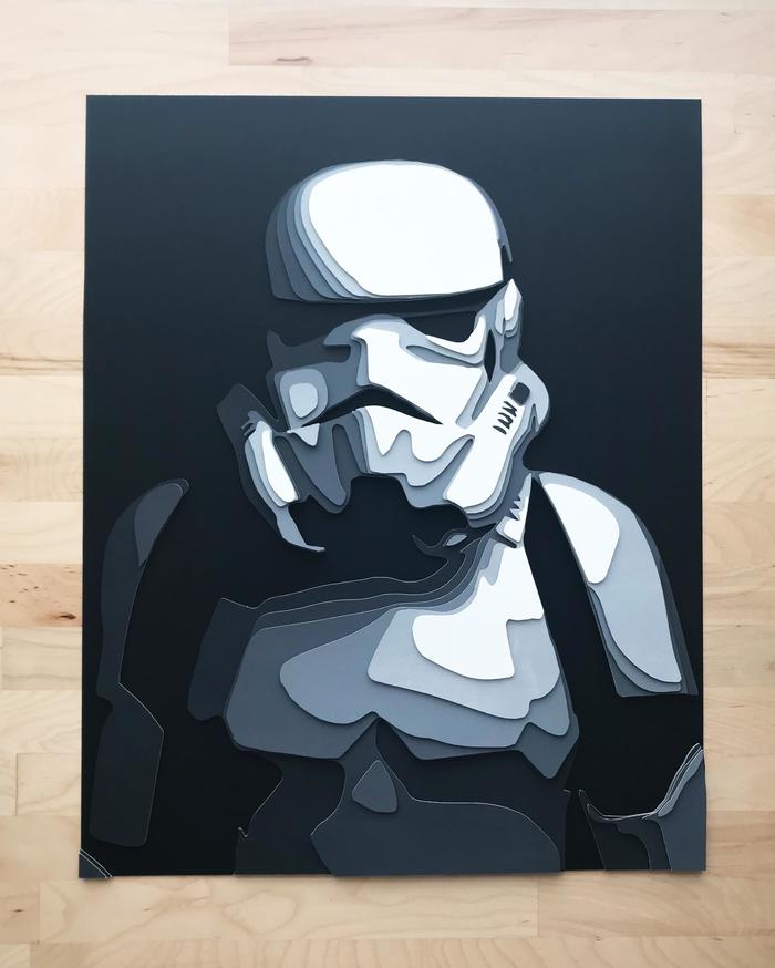 Layered paper paintings - Painting, Art, Longpost, Star Wars stormtrooper, Layering, Layers, Paper