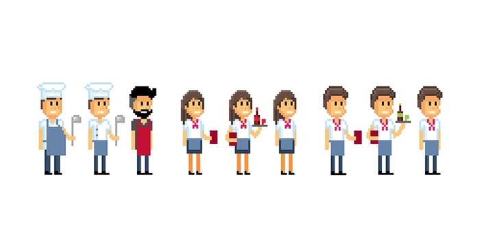 Restaurant employees pixel icons - Icons, My, Pixel Art