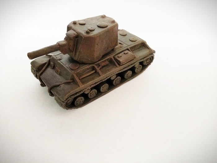 Plasticine sticky, KV-2 - My, Tanks, Лепка, Longpost