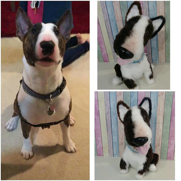 Hi all! Here I want to show you my latest work) Bull Terrier Magnus is connected from a photo - My, Crochet, MiniBul terrier, Bull terrier, Chicanery, Dog, Knitted toys, Toys, Longpost