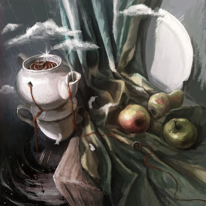 Inspired by insomnia - Drawing on a tablet, My, Surrealism, Digital drawing, Still life, Drawing
