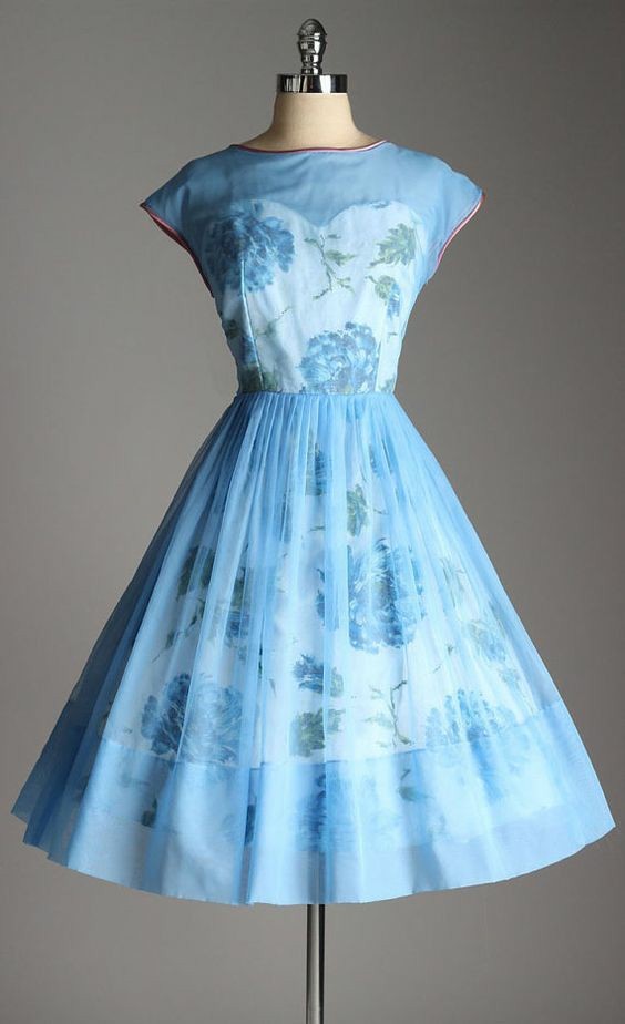 Sky blue vintage dresses, 1950s - The dress, Vintage, 50th, Longpost