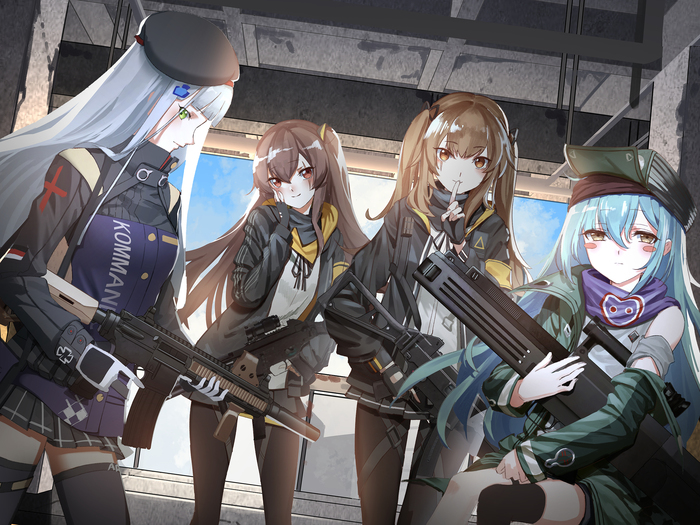 Squad 404 - Anime Art, Girls Frontline, Hk416, Ump45, Ump9, G11