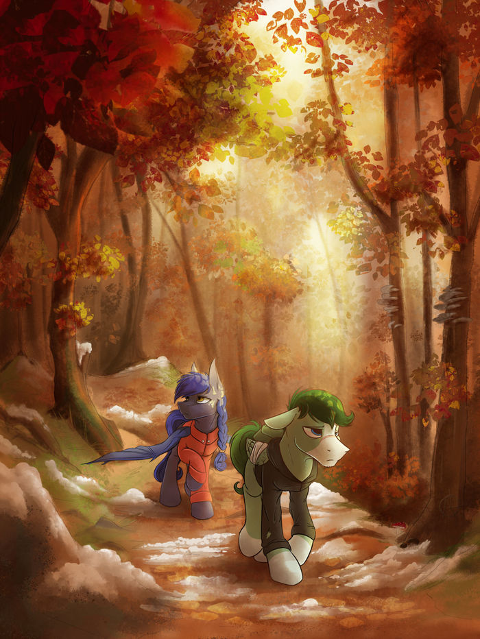 In the woods - My little pony, Original character, Forest, Autumn, Batpony, Klarapl