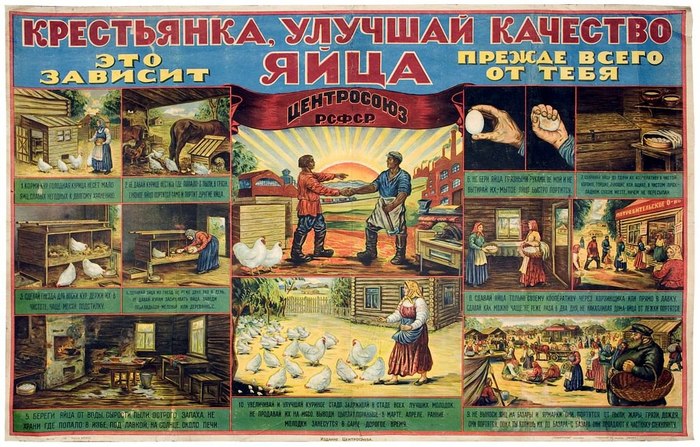 “Peasant woman, improve the quality of the egg. It depends, first of all, on you. USSR. 1920s - the USSR, Poster, Soviet posters, Agitation, Сельское хозяйство, Peasants, Eggs, Quality