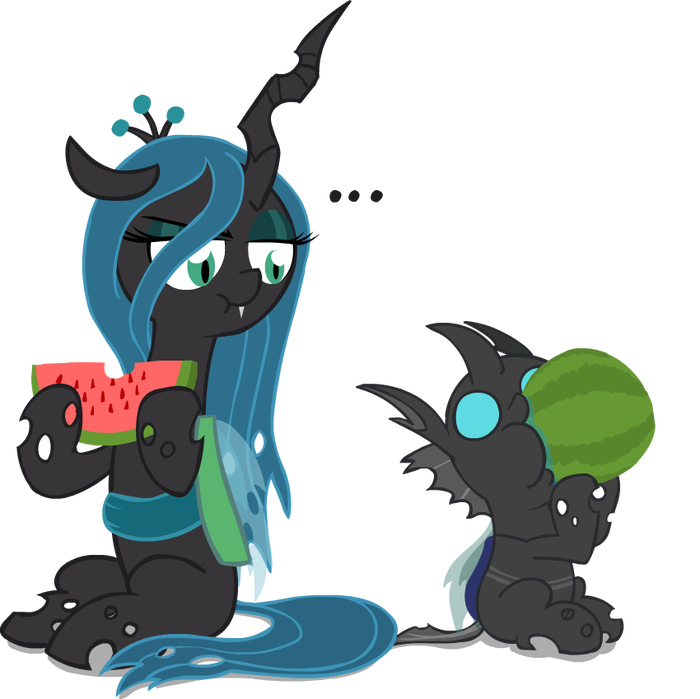 Chrysalis eating a watermelon My Little Pony, Queen Chrysalis, Changeling, ,   , Mrponiator