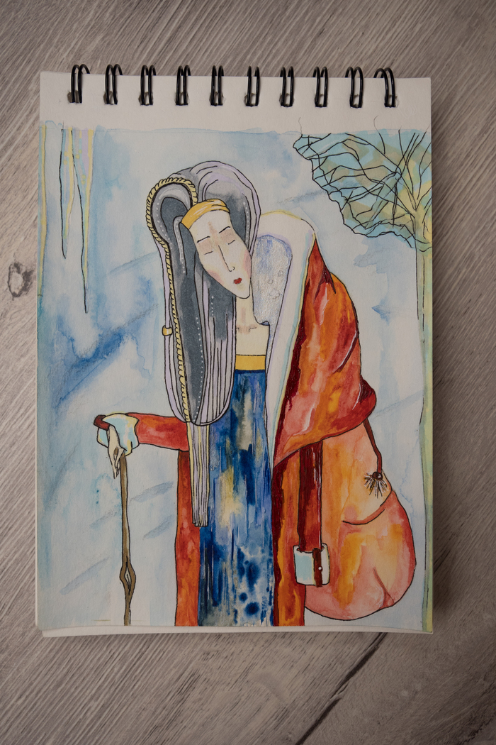 Zimushka-winter - My, Sketch, Drawing, Alcohol markers, Longpost, Winter, Female, Women