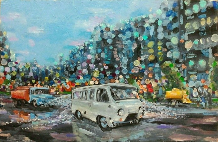 UAZ - My, UAZ loaf, Oil painting, Klimov, Painting, Butter, UAZ, Auto