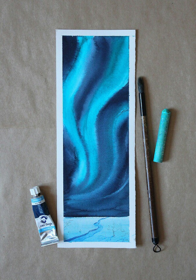 watercolor bookmarks - My, Watercolor, Landscape, Art, Sky, Bookmarks, Painting, Longpost