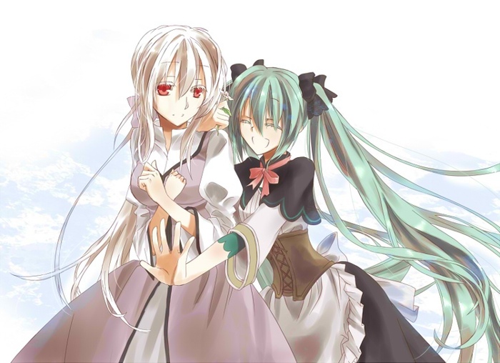 Haku and Miku - Anime, Not anime, Vocaloid, Yowane Haku, Hatsune Miku, Anime art