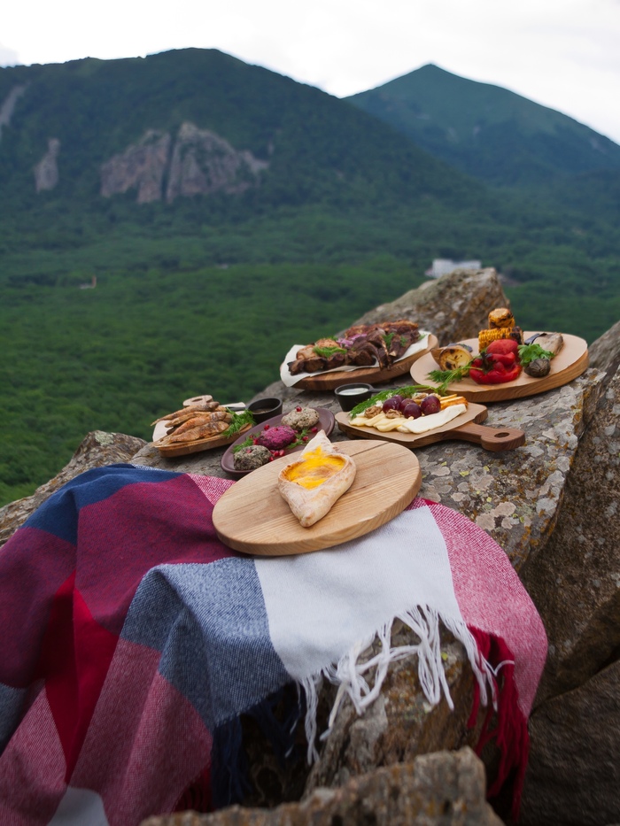 Delicious breakfast in the mountains - The mountains, , , , Caucasus, Khachapuri, Caucasian cuisine