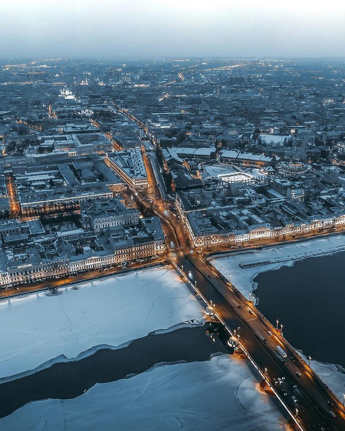 Вечерний город - Санкт-Петербург, Вид, Мост, Вечер, Фотография