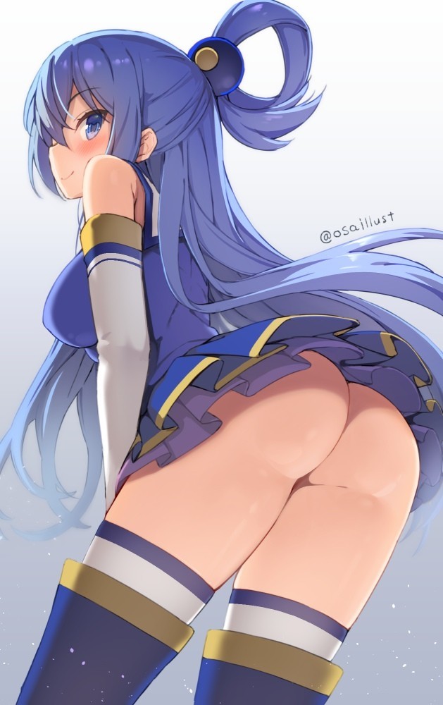 Anime Art #261 - NSFW, Anime Art, Konosuba, Aqua, Аниме, Милота, Тян, Попа