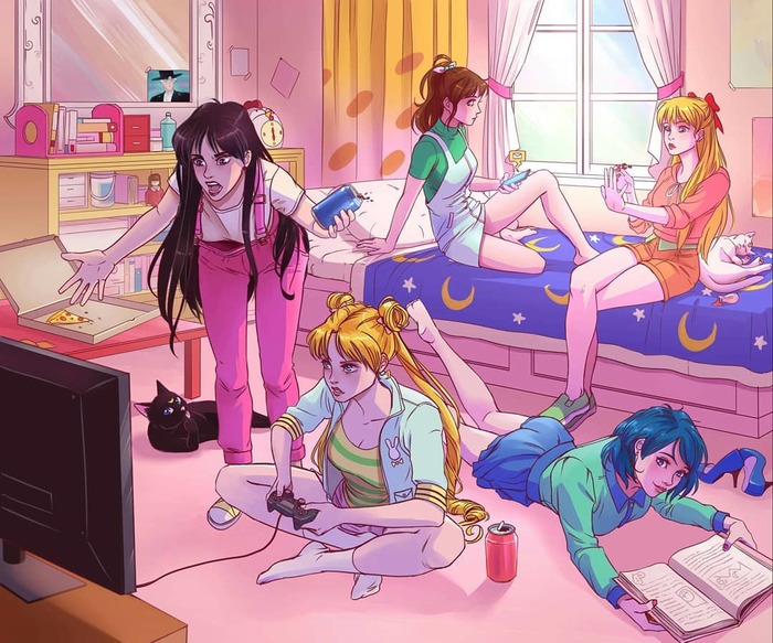 After - Sailor Moon, Mizuno Ami, , Kino Makoto, Hino Rei, Aino Minako, Not anime, Anime art, Sailor Mercury, Sailor Jupiter, Sailor Mars, Sailor Venus