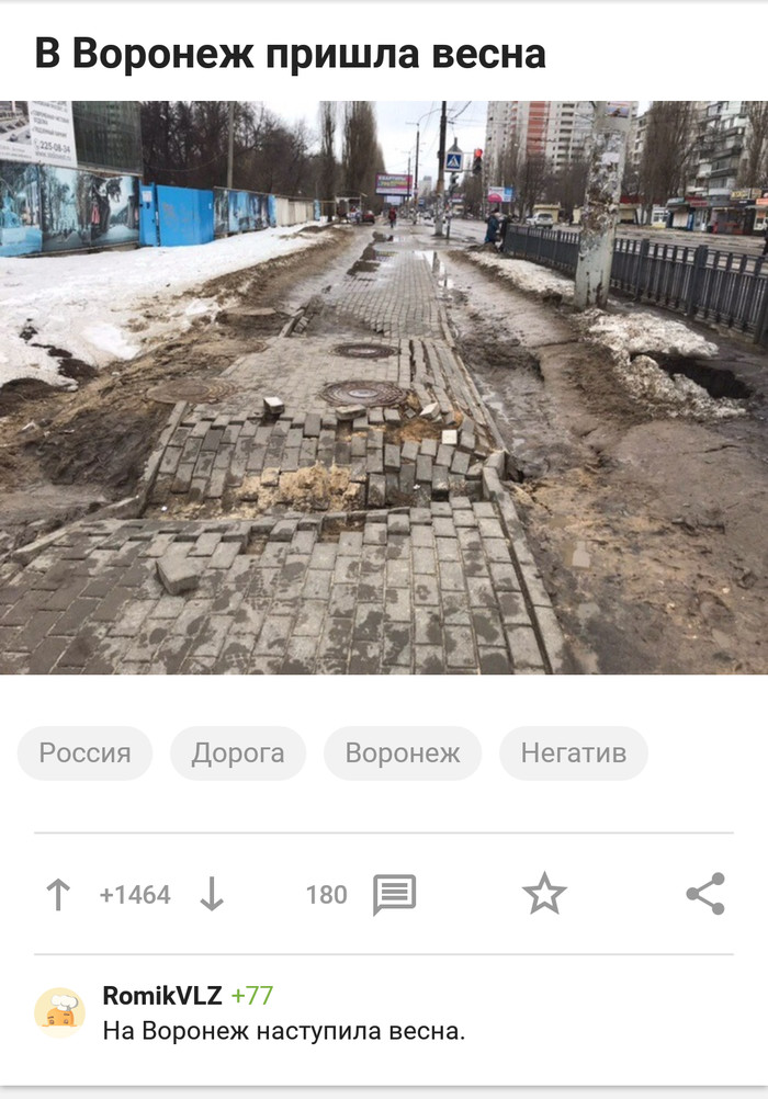 Chelyabinsk spring - Spring, Russian roads, Screenshot, Comments on Peekaboo, Sidewalk, Dirt