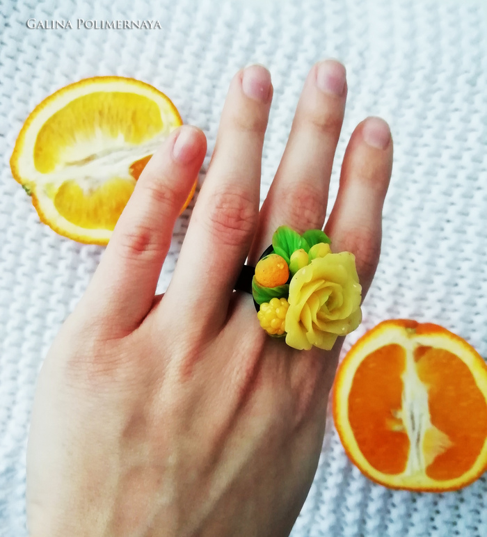 Waiting for summer - My, Ring, the Rose, Handmade, Polymer clay, Needlework without process, Handmade, Лепка, Longpost