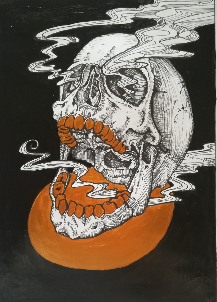 Rich Yorick - My, Scull, Acrylic, , Drawing
