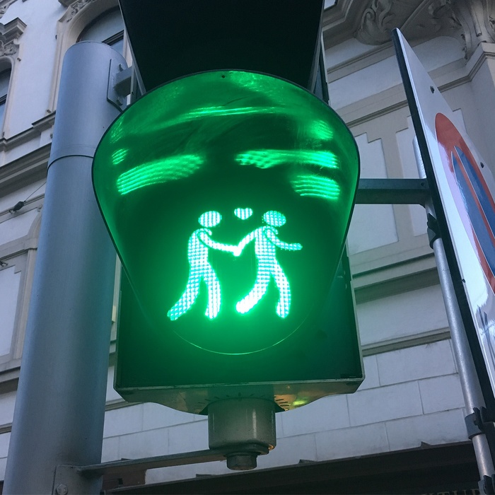 Cross the road with love - My, Traffic lights, Vein, Austria