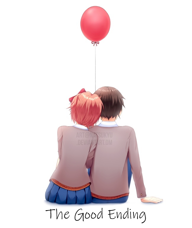 good ending - Doki Doki Literature Club, Sayori, Anime art, Visual novel