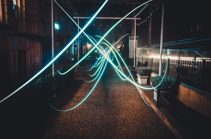 Endurance game - My, Street art, The photo, Long exposure, Evening, Odessa, Light, The street