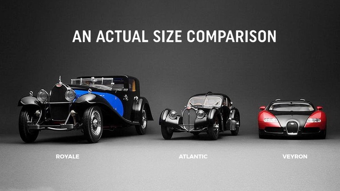 There should be a lot of real Bugatti. The length of the Royale is 6.4 meters, the wheelbase is 4.3 meters, the track is 1.6 meters! - Bugatti, Auto, The size