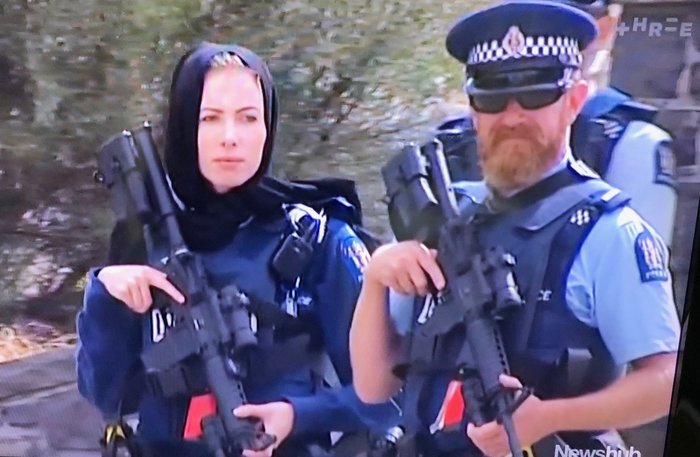 New Zealand police officers at the funeral of the victims of the execution in Christchurch (photo from LJ colonelcassad) - Colonelcassad, Christchurch, Police, New Zealand