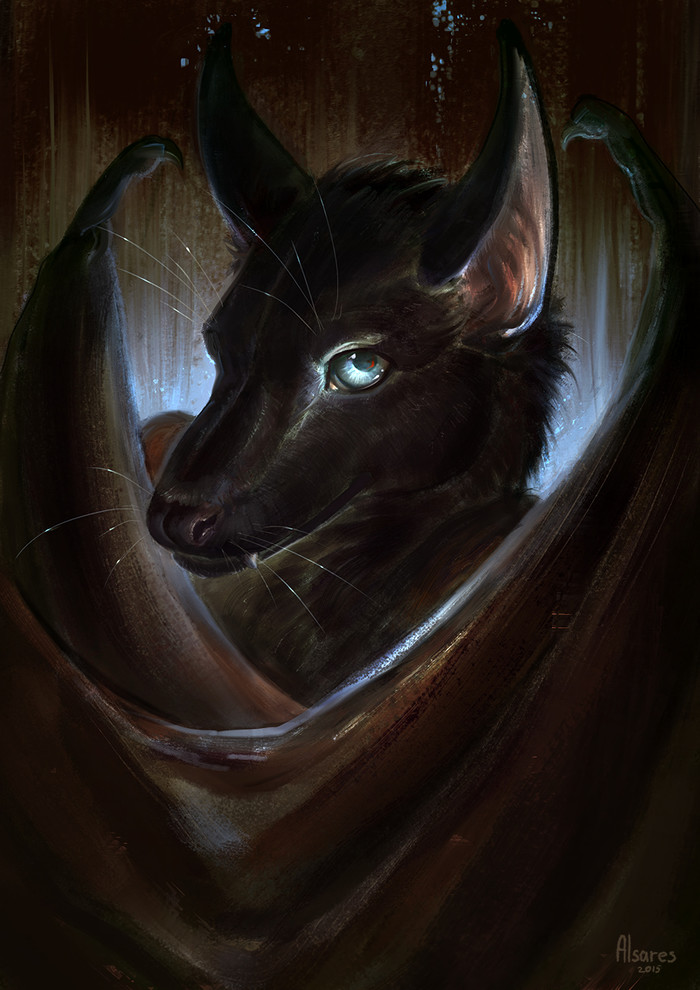 Azrael - Furry, Furry art, Anthro, Furry Bat, Portrait, Alsares