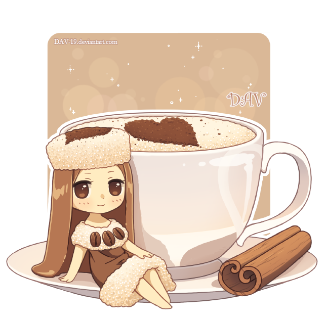 Cappuccino girl - Anime Art, Dav-19, Хуманизация, Капучино