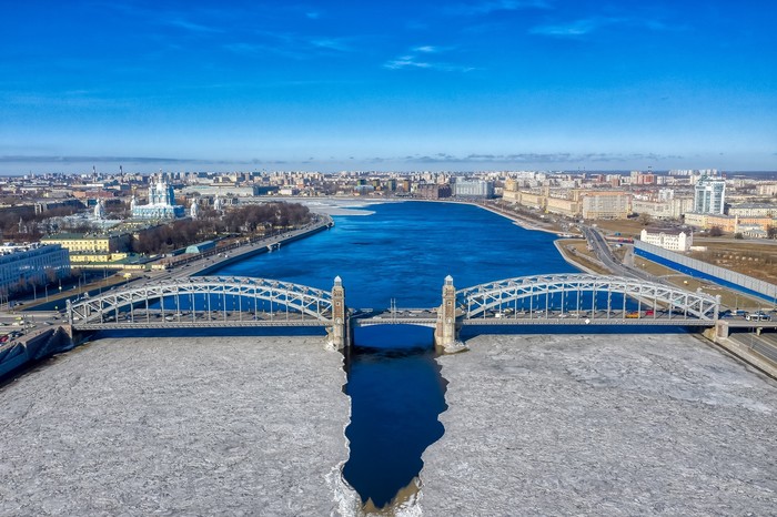 Bolsheokhtinsky bridge - My, Bolsheokhtinsky bridge, Aerial photography, Saint Petersburg, Bridge, Longpost