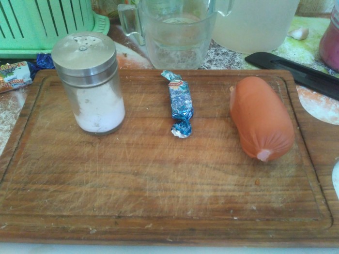 Still life - My, Candy, Sausages, Still life, Salt